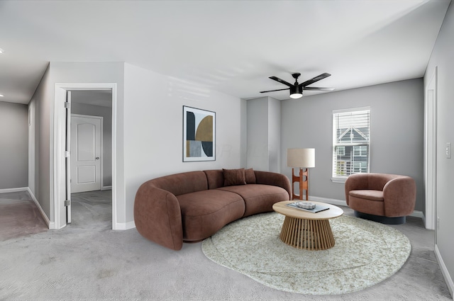 3781 Aviary Loop, Hilliard, OH 43026 - carpeted living area featuring baseboards and a ceiling fan