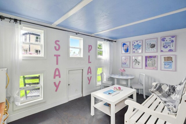 playroom with finished concrete flooring