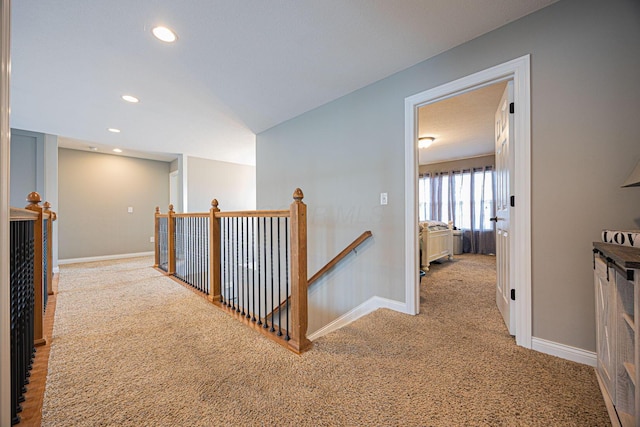 1923 Mallow Ln, Grove City, OH 43123 - corridor with an upstairs landing, carpet, baseboards, and recessed lighting