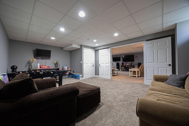 1923 Mallow Ln, Grove City, OH 43123 - living room featuring carpet, recessed lighting, and a drop ceiling