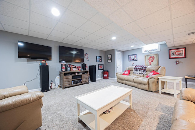 1923 Mallow Ln, Grove City, OH 43123 - carpeted living area featuring baseboards and a paneled ceiling