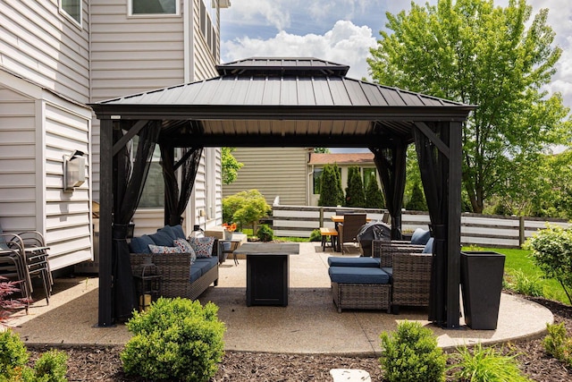 1923 Mallow Ln, Grove City, OH 43123 - view of patio / terrace featuring a gazebo, an outdoor living space, and fence