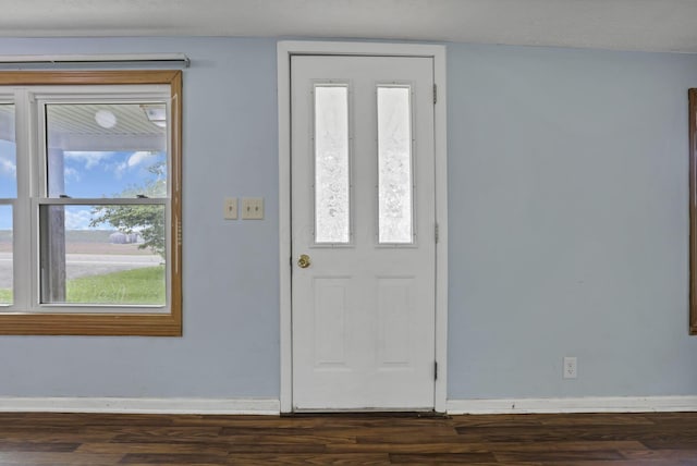 entrance foyer featuring baseboards and wood finished floors