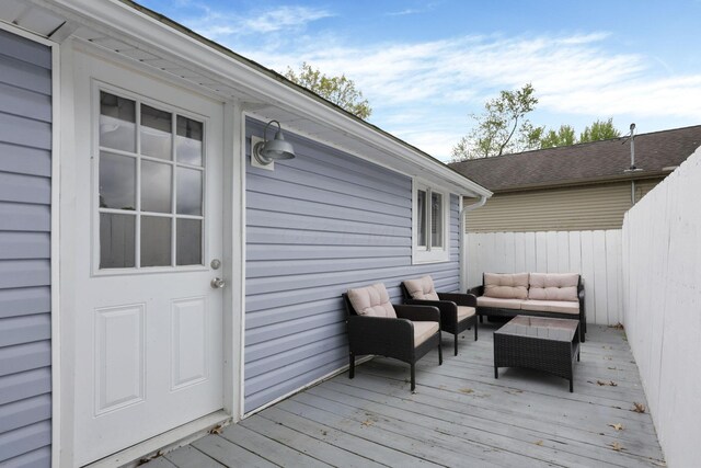265 E St, Buckeye Lake, OH 43008 - wooden terrace featuring outdoor lounge area and fence