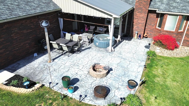 1305 Bald Hill Rd, Zanesville, OH 43701 - view of patio / terrace featuring an outdoor living space with a fire pit