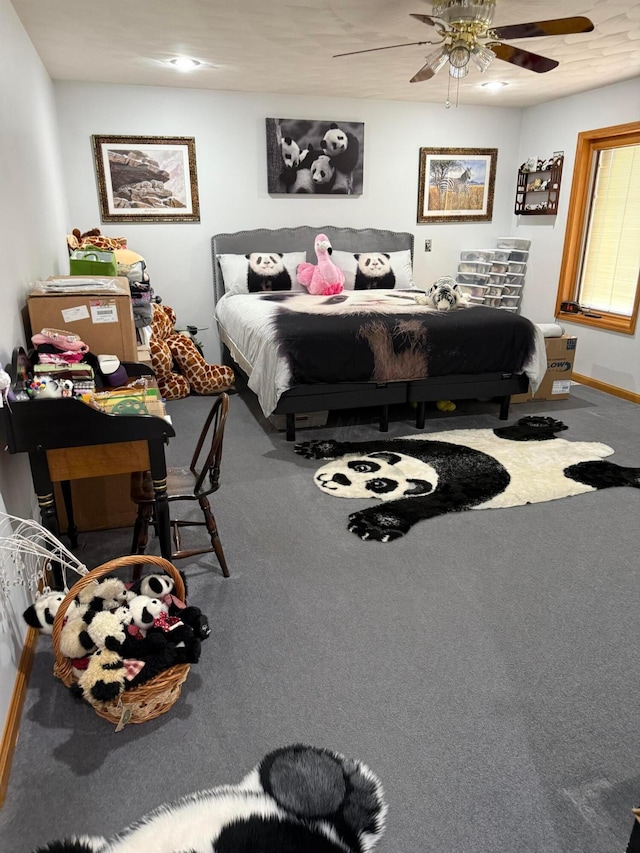 1305 Bald Hill Rd, Zanesville, OH 43701 - carpeted bedroom featuring a ceiling fan