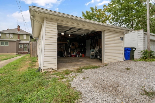 view of detached garage