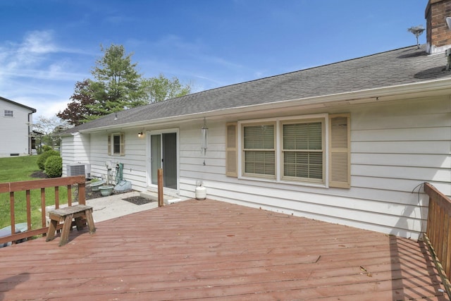 wooden terrace with central AC unit