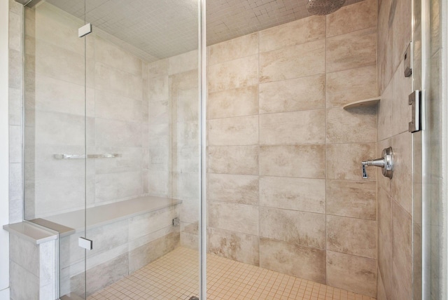 bathroom with a stall shower