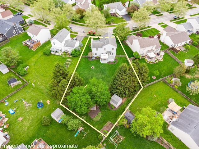 aerial view featuring a residential view