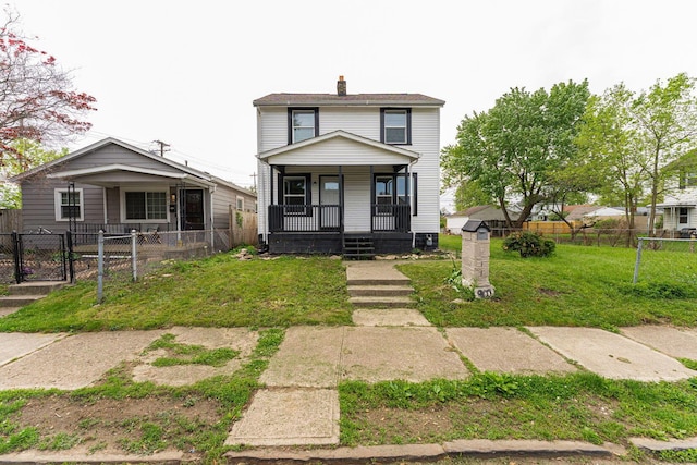 901 Campbell Ave, Columbus, OH 43223 - view of front of home with a porch, a gate, and a chimney