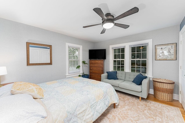 2842 Powell Ave, Columbus, OH 43209 - bedroom featuring light wood finished floors, ceiling fan, and baseboards