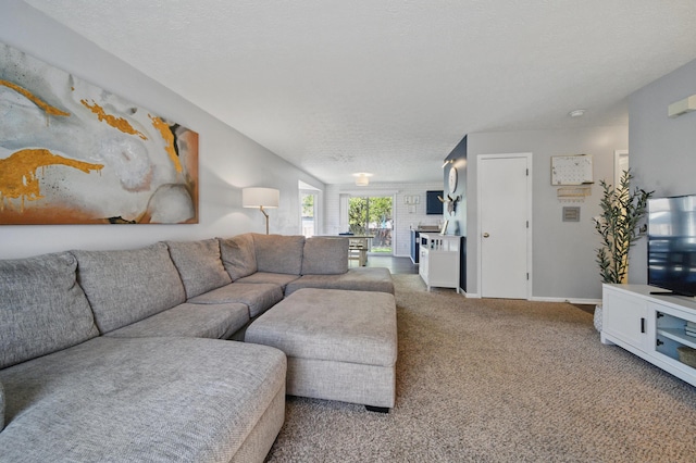 4097 Garrard Dr, Obetz, OH 43207 - living room featuring carpet floors, baseboards, and a textured ceiling