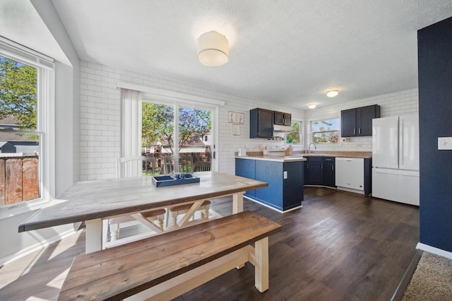 4097 Garrard Dr, Obetz, OH 43207 - dining room featuring healthy amount of natural light, dark wood-style floors, a textured ceiling, and baseboards