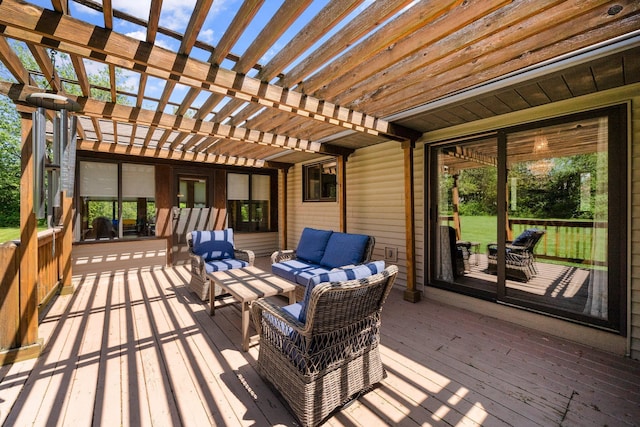 6730 Tussic Rd, Westerville, OH 43082 - wooden terrace featuring an outdoor living space and a pergola