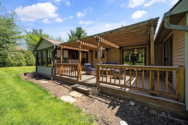 6730 Tussic Rd, Westerville, OH 43082 - wooden terrace with a pergola and a lawn