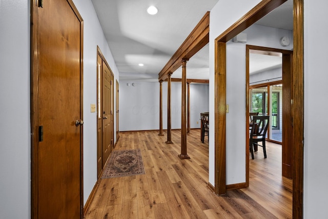 6730 Tussic Rd, Westerville, OH 43082 - hallway featuring light wood finished floors, recessed lighting, and baseboards