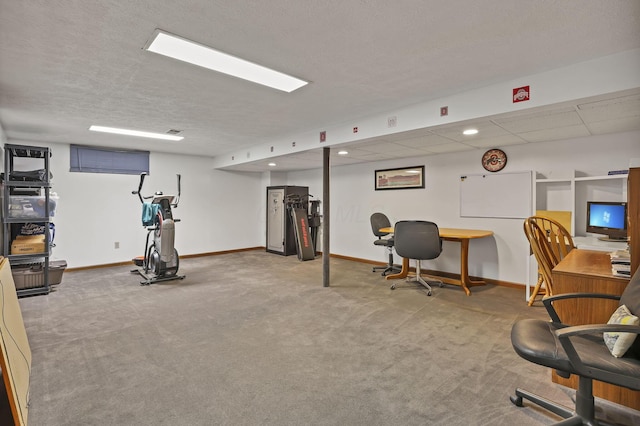 office space with carpet, baseboards, and recessed lighting