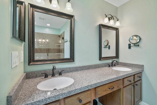 670 Mill Wood Blvd, Marysville, OH 43040 - bathroom with tiled shower and double vanity