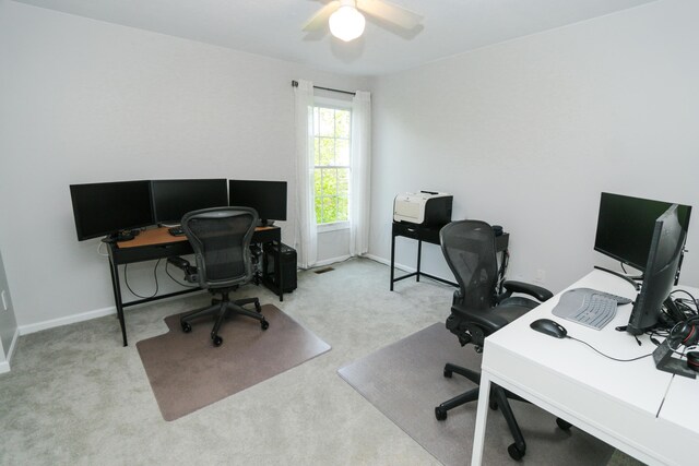 7553 Indian Creek Way, Powell, OH 43065 - carpeted home office with a ceiling fan and baseboards