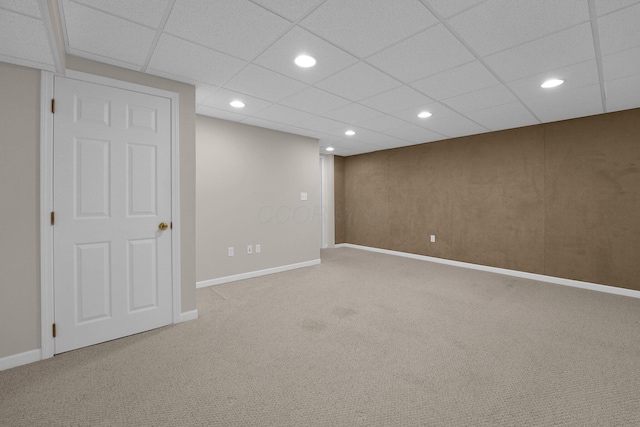 7553 Indian Creek Way, Powell, OH 43065 - finished below grade area with carpet floors, recessed lighting, and a paneled ceiling