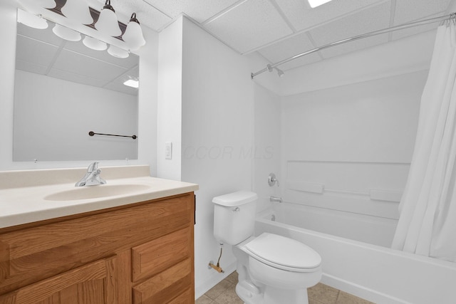7553 Indian Creek Way, Powell, OH 43065 - bathroom with a paneled ceiling, vanity, shower / tub combo, and tile patterned floors