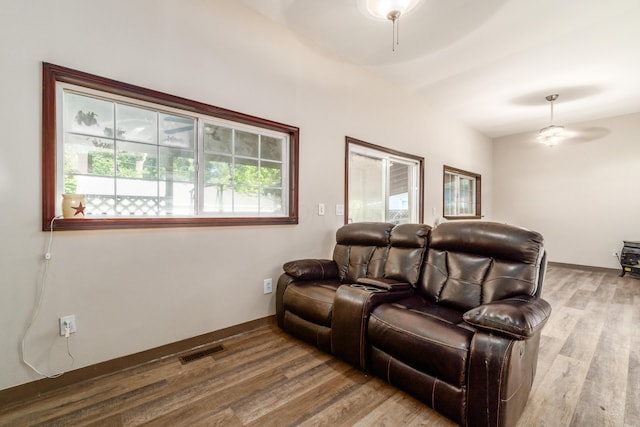 626 Evans St, Newark, OH 43055 - living room featuring a ceiling fan and wood finished floors