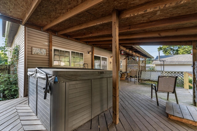 626 Evans St, Newark, OH 43055 - wooden deck featuring a hot tub