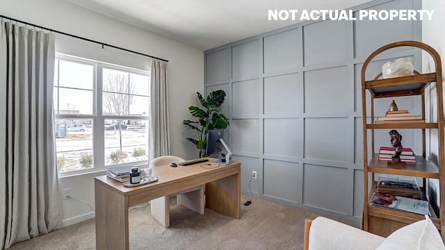 office with light colored carpet