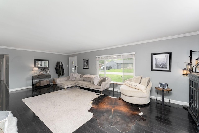 2101 Eastcleft Dr, Upper Arlington, OH 43221 - living area with crown molding, baseboards, and dark wood-type flooring