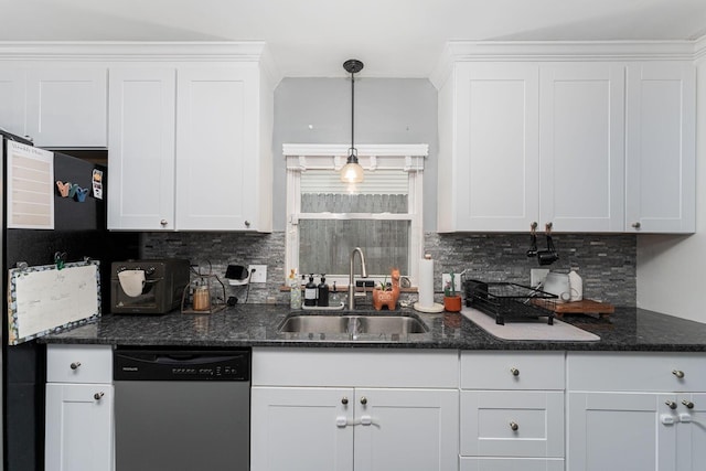 2101 Eastcleft Dr, Upper Arlington, OH 43221 - kitchen with a sink, tasteful backsplash, white cabinetry, and dishwasher