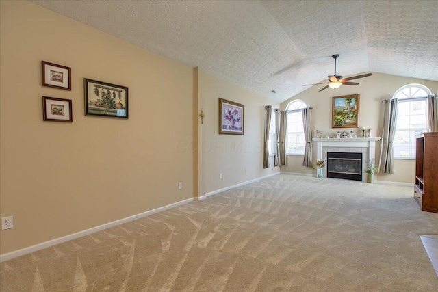 6227 Stonewalk Ln, New Albany, OH 43054 - unfurnished living room with light carpet, baseboards, and a ceiling fan