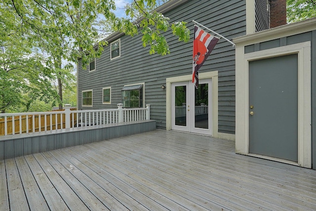 wooden terrace with french doors