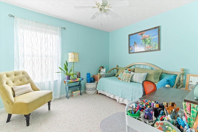 830 Avalon Dr, Pickerington, OH 43147 - carpeted bedroom with a textured ceiling and ceiling fan