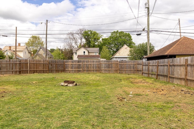 view of yard featuring a fenced backyard