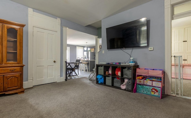 rec room with carpet