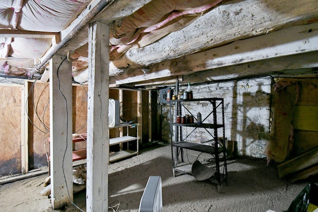 view of unfinished below grade area