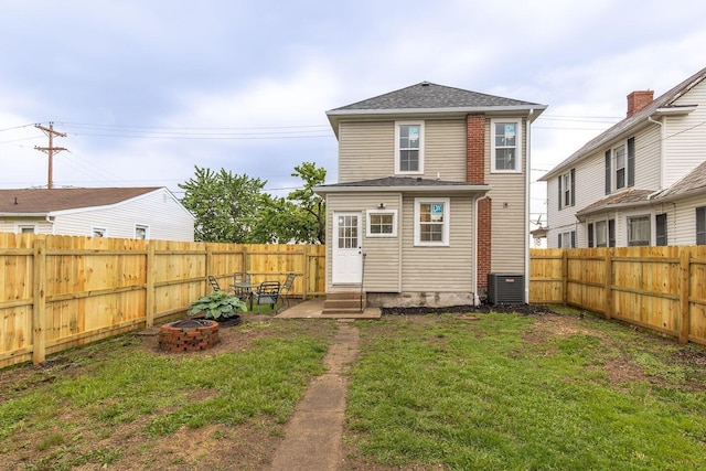 730 Forest Rose Ave, Lancaster, OH 43130 - back of house with entry steps, central AC, and a shingled roof
