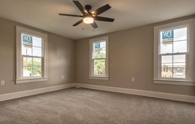 730 Forest Rose Ave, Lancaster, OH 43130 - empty room featuring carpet, baseboards, and ceiling fan