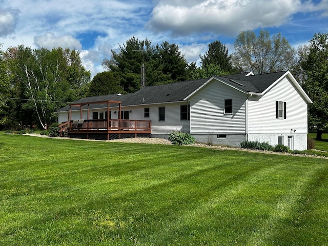 12601 Vincent Rd, Mount Vernon, OH 43050 - back of house with a lawn, a deck, and a pergola