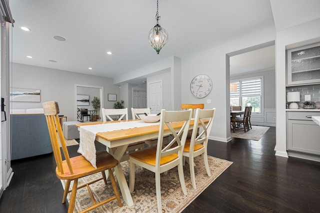 382 Beecher Rd, Columbus, OH 43230 - dining space featuring dark wood finished floors, recessed lighting, and baseboards
