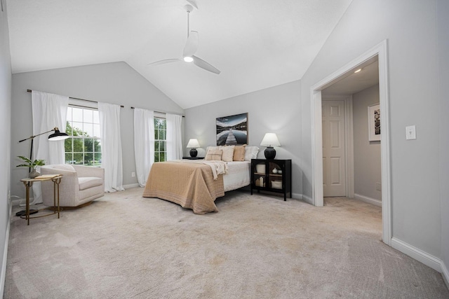 382 Beecher Rd, Columbus, OH 43230 - bedroom with vaulted ceiling, carpet, baseboards, and ceiling fan