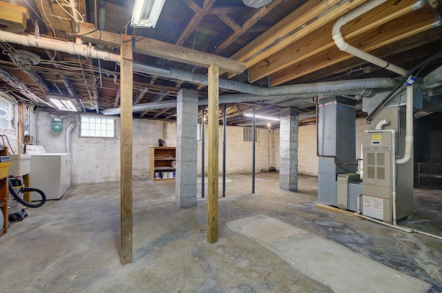 668 Enfield Rd, Columbus, OH 43209 - below grade area featuring separate washer and dryer and heating unit