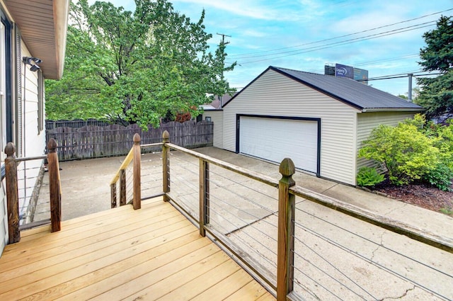 668 Enfield Rd, Columbus, OH 43209 - deck featuring a garage, an outdoor structure, and fence