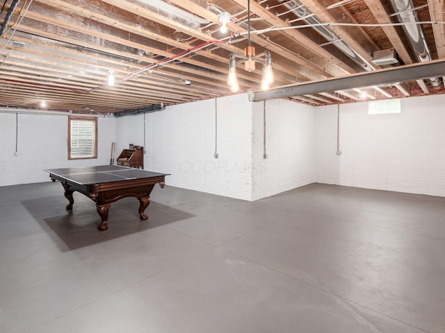 basement featuring pool table