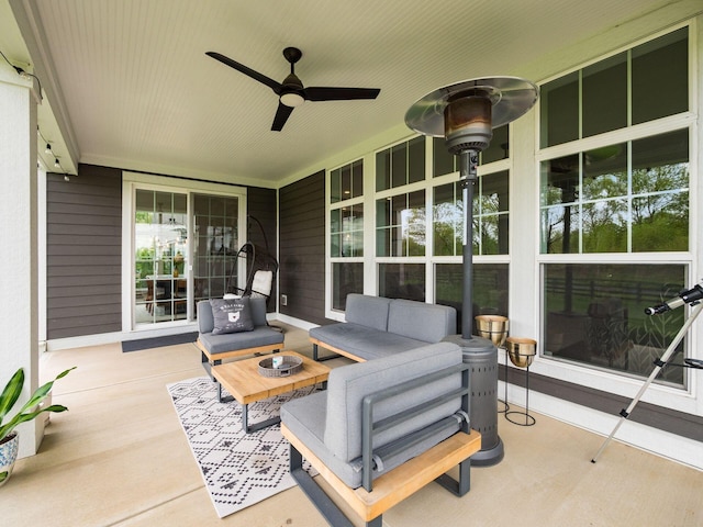 view of patio / terrace featuring ceiling fan and outdoor lounge area