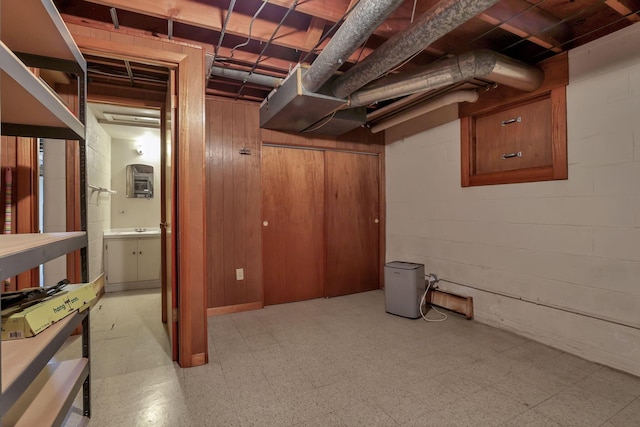 unfinished basement with light floors