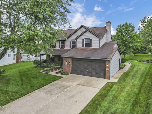 7689 Godfrey Cir, Reynoldsburg, OH 43068 - traditional home with brick siding, roof with shingles, and driveway