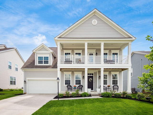 757 Avebury Dr, Pickerington, OH 43147 - view of front of house with a balcony, a porch, driveway, and a front yard