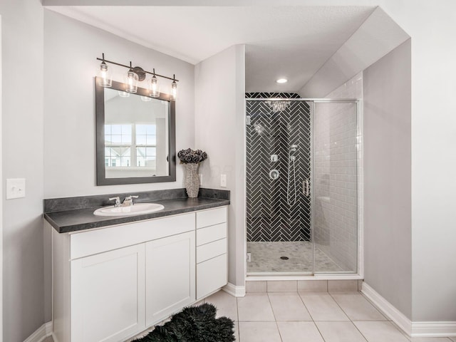 757 Avebury Dr, Pickerington, OH 43147 - full bath with baseboards, a shower stall, vanity, and tile patterned floors